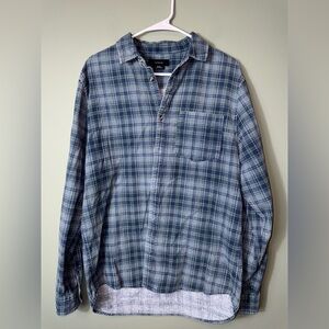 Cotton On Men’s Blue Plaid Corduroy Button Down Shirt‎ Size Medium